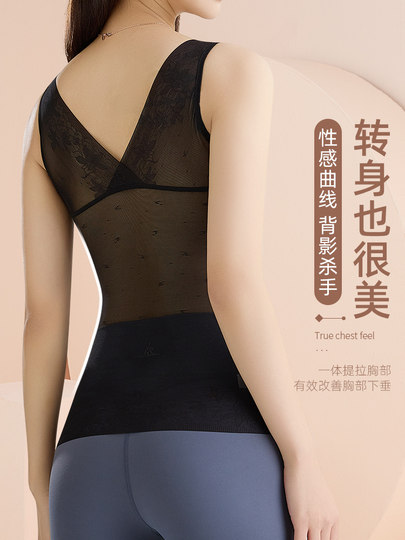 塑身衣上半身女带胸罩一体式收腹背心强力收小肚子透气束身上衣薄