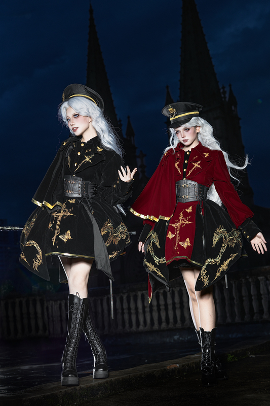 【Crown of the Dragon】Yingling~Original Design Military Lolita Style Cool and Handsome Lolita Waistband Shawl Set 【Crown of the Dragon】Yingling~Original Design Military Lolita Style Cool and Handsome Lolita Waistband Shawl Set