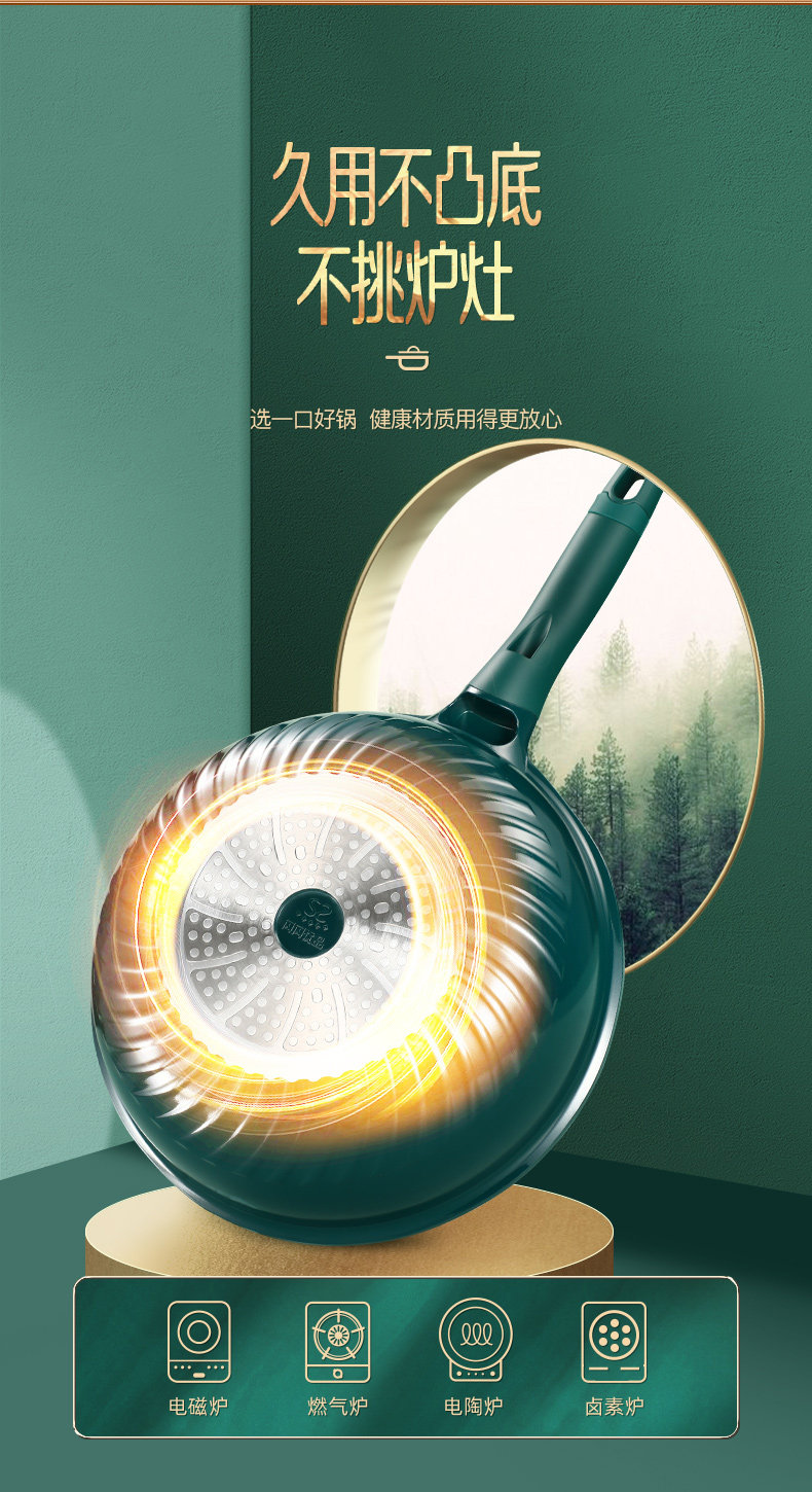 中美德三国认证 闪闪优品 微压不沾炒锅 28cm 蓝钻PEEK医用级不沾材质 图20