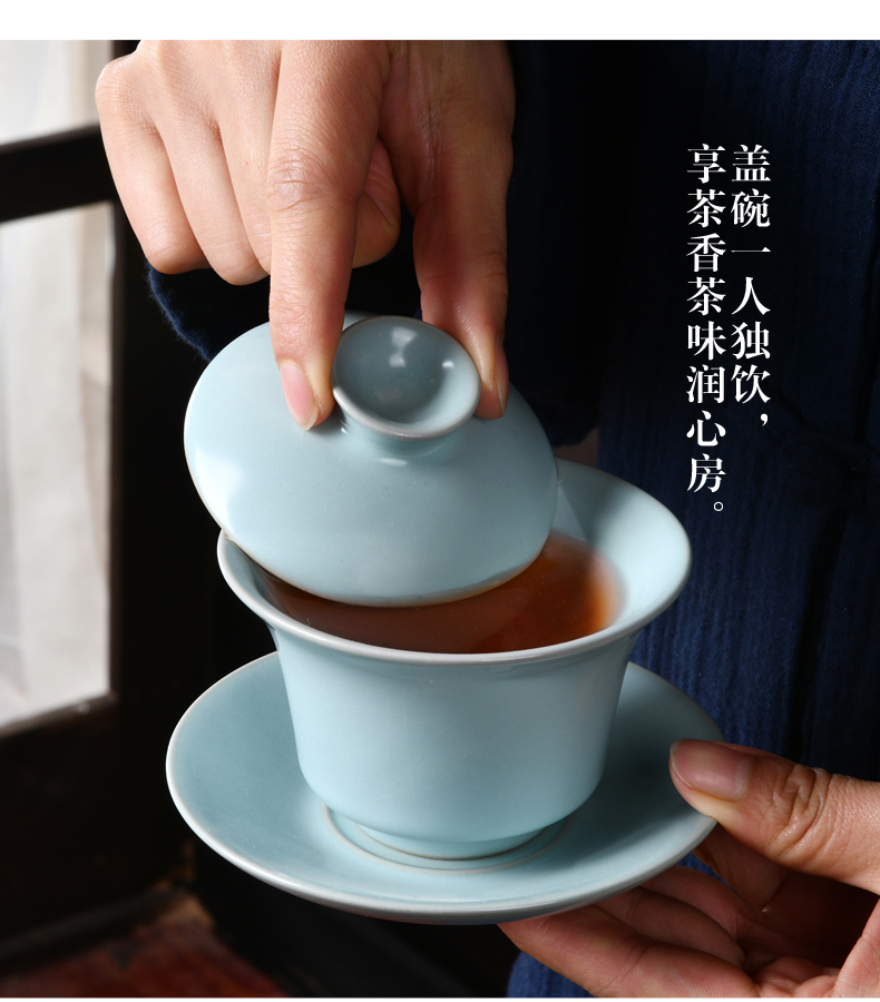 Xu ink three tureen slicing can only keep your up with retro single tureen tea hand celadon hand grasp tureen tea bowl