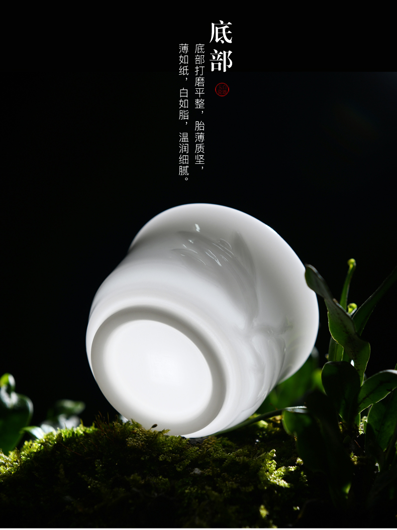 Dehua white porcelain ceramic sample tea cup kung fu tea cup master chorale ink cup suet jade porcelain large individual single CPU