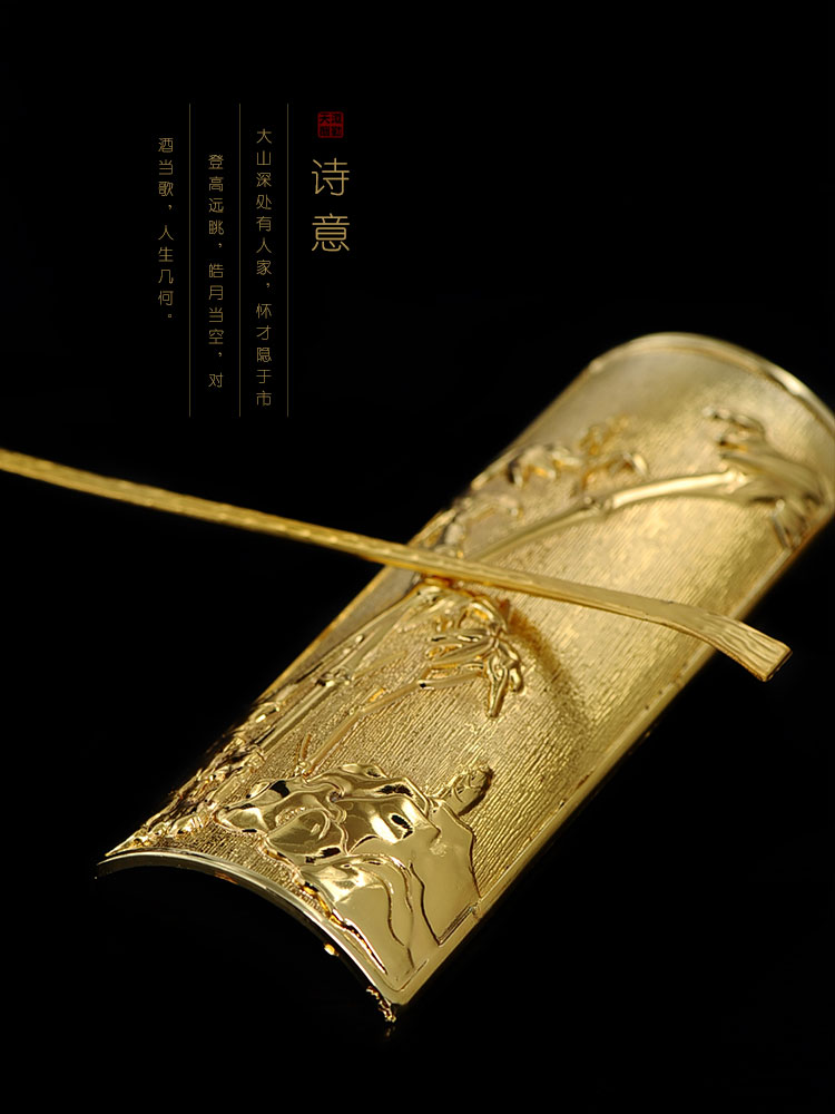 Xu ink manual hammer copper tea enjoy tea holder tea spoon teaspoon shovel ChaZhen antique copper ChaBo tea accessories