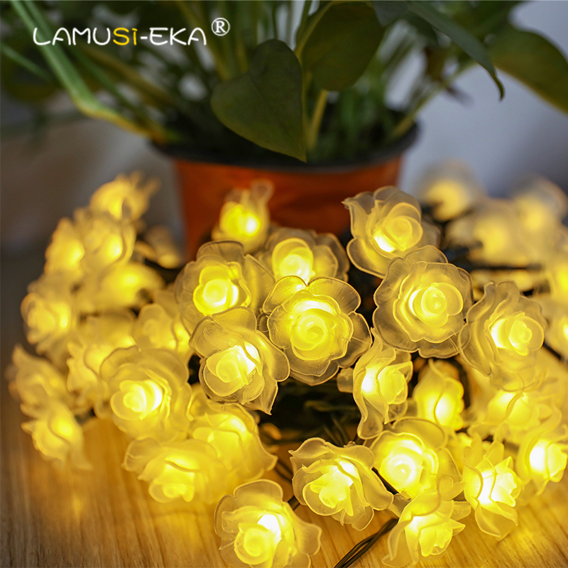 Solar outdoor garden lights waterproof led rose lights balcony decoration garden arrangement lawn lights with string lights