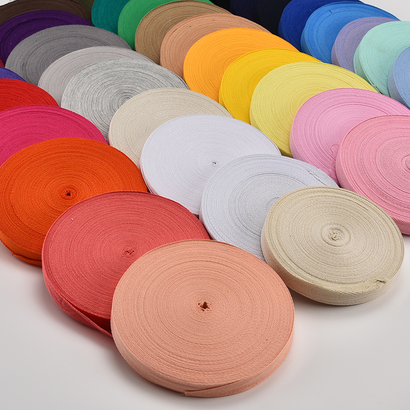 Wide colored canvas belt Rope Strap Cotton herringbone Woven Belt Accessories Wrap Webbing fabric Roll Side strips 2cm