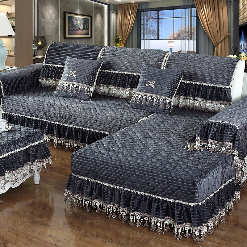 Winter sofa pad thickening plush all-inclusive cloth cloth sofa cover full cover four seasons of general cover