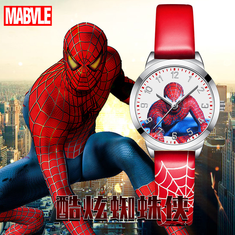 Spider Man Child Watches Male-Pointer Boy Boy Boy Boy Elementary Schoolboy Waterproof Cartoon 3 Year 6 Little Kid Quartz Watch