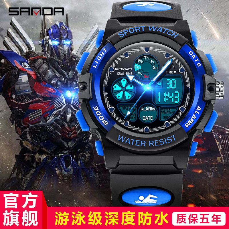 Children's electronic watch, teen boy, waterproof and drop-proof, boy trend, pointer type, multi-function, junior high and middle school students