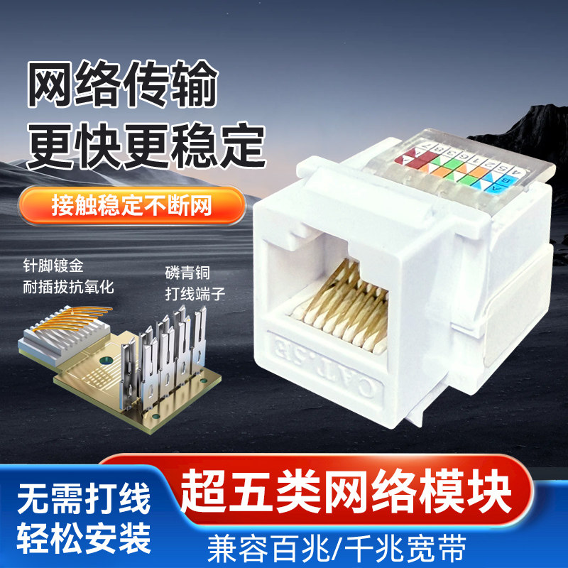 AMP Type Category 5e Socket Module No Computer Phone RJ45 Ethernet Panel CAT5 Gigabit Network Module