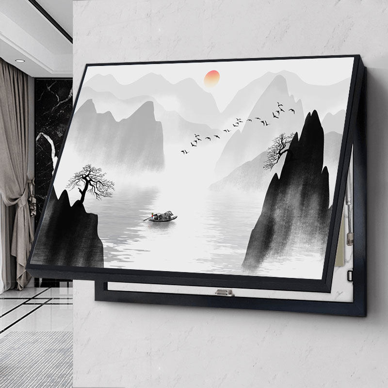 Electric meter box decoration painting new Chinese style of Chinese style landscape landscape oil painting custom size about pull pull