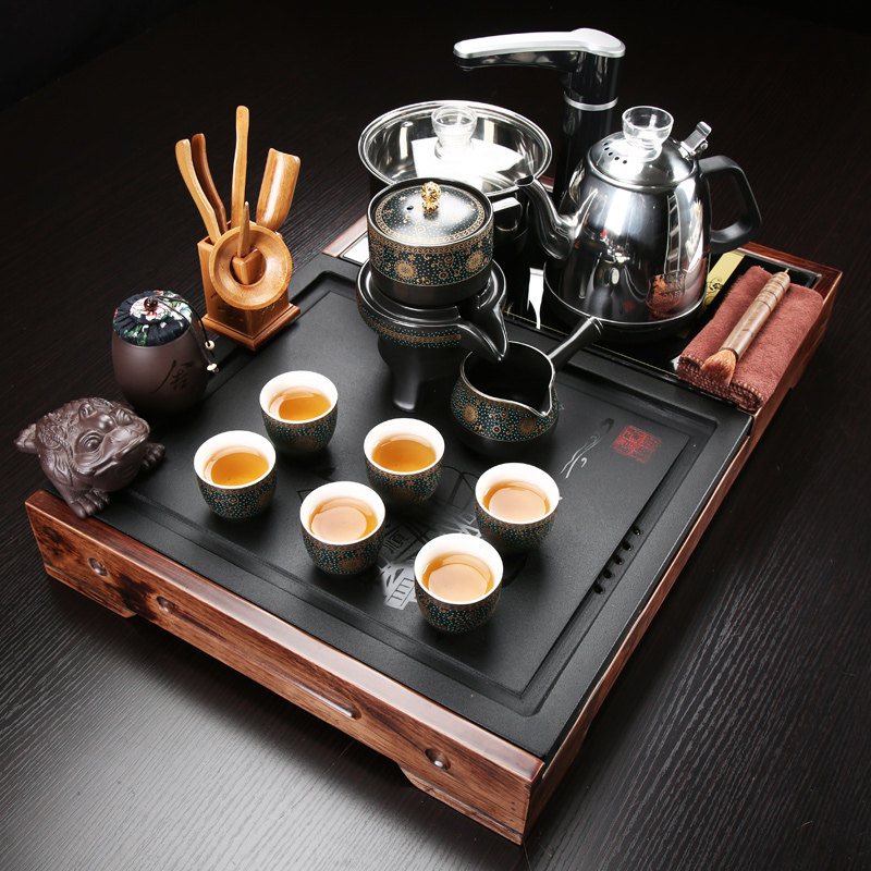 Kongfu tea suit home living room office full automatic upmarket tea small ugolin solid wood tea tray combination-Taobao