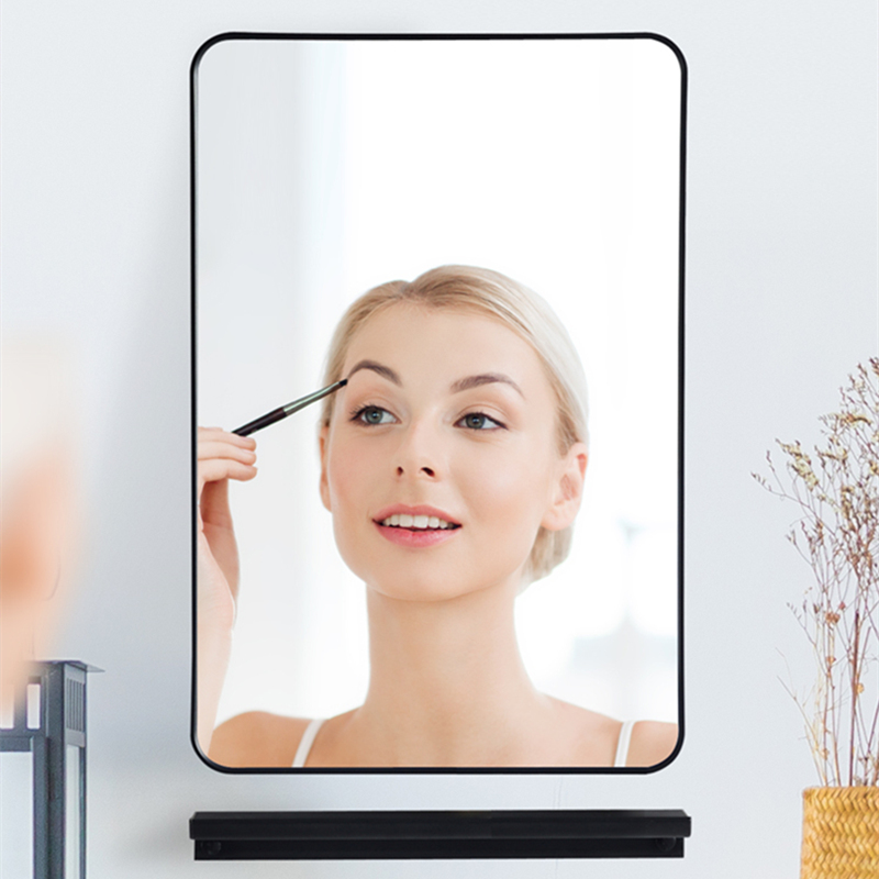 Nordic light luxury bathroom mirror wall attached to the wall full body self-adhesive toilet glass wall hanging wall free hole makeup mirror