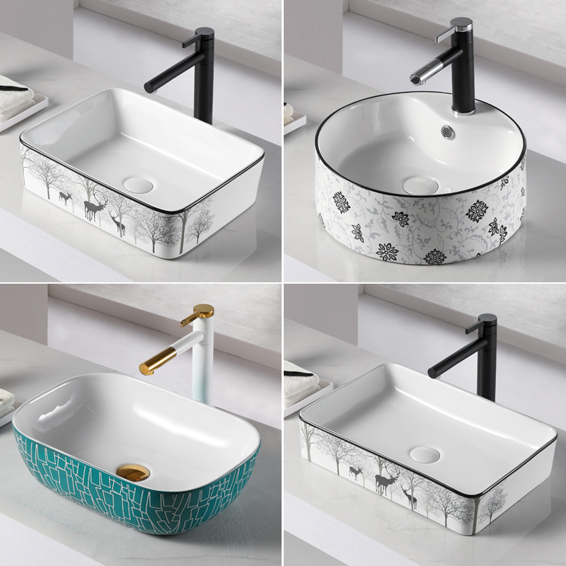 Onstage washbasin Single sink Single sink Home Ceramic Washbasin Small Size Makeup room Balcony Face Basin Nordic Wind