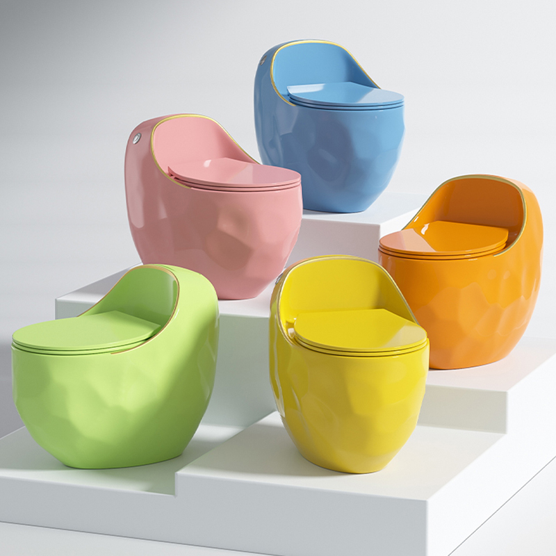 New Household Egg-Shaped Toilet, Colorful Modern Light Luxury Creative Toilet, Gray Siphon-Type Water-Saving Cream Style
