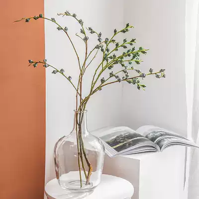 Vase Nordic simple big belly glass vase Japanese Bell horse drunken wood flower arrangement hydroponic floor transparent ornaments