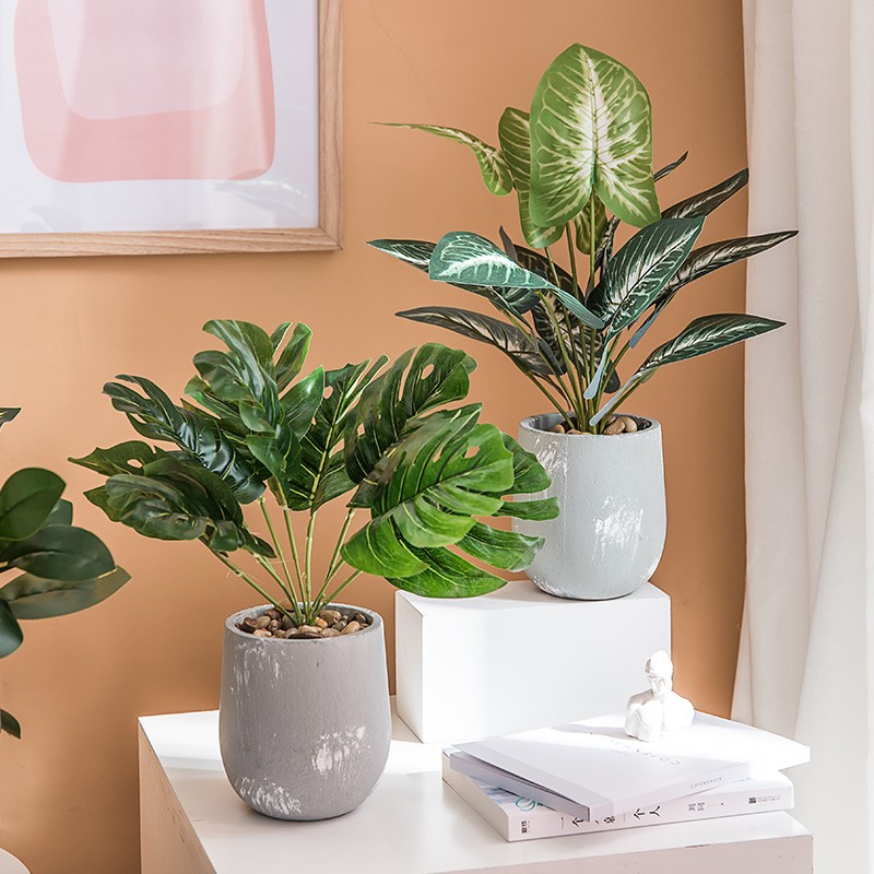 Nordic simulation plant potted green plant living room decoration ins wind bedroom interior decoration turtle back leaf fake grass bonsai