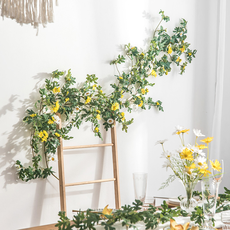 Emulated Sunflower Flowers Vines Fake flower vine Chrysanthemum Air-conditioning Duct Winding Indoor Background Wall Shop Window Decoration Sheltering-Taobao