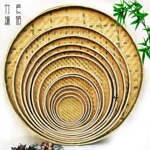 Perforated Household Drying Painting Bamboo Woven Dustpan