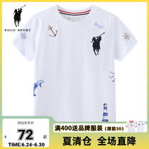 polosport boy t-shirt child short sleeve 2022 summer new male baby pure cotton embroidery 100 lap top