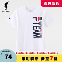 POLO SPORT boys t-shirt large childrens short-sleeved t-shirt 2021 summer new cotton thin half-sleeved childrens clothing