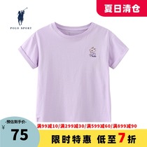 polosport girls short-sleeved childrens t-shirt 2021 summer new childrens clothing top pure cotton embroidery wild half sleeve