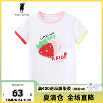 polosport girl t-shirt child short sleeve blouse 2021 summer new big child cute printed strawberry compassionate