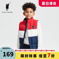 polosport boys down vest Childrens stand-up collar light down vest new casual color matching vest