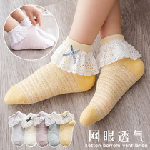 Girls lace bow socks Korean version of childrens summer thin spring and autumn breathable mesh baby Princess socks
