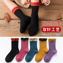 Childrens socks autumn and winter cotton stockings girls lace princess foreign spring and autumn thick pile socks cotton socks