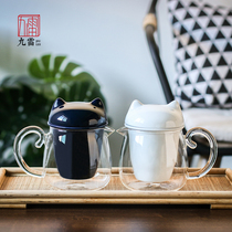  Cat quick cup one pot four cups portable bag travel tea set small fresh easy-to-brew pot Kung Fu tea set