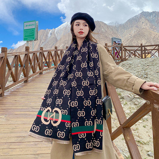 2022 new imitation cashmere scarf for women, dual-use air-conditioning shawl, double-sided imitation cashmere thickened scarf to keep out the cold and neck protection