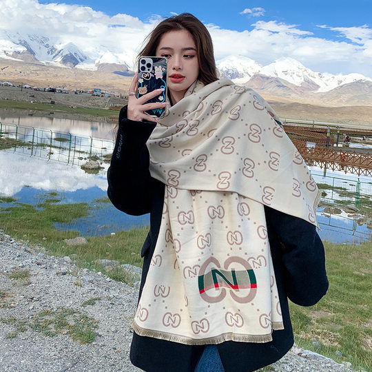 2022 new imitation cashmere scarf for women, dual-use air-conditioning shawl, double-sided imitation cashmere thickened scarf to keep out the cold and neck protection
