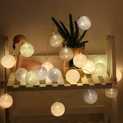Children's tent decorative lights led cotton thread ball color lights Christmas battery lights festival interior decoration ins Wind