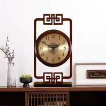 Solid wood vintage table clock desktop pendulum desktop floor clock Living room table clock New Chinese style display clock household ornaments