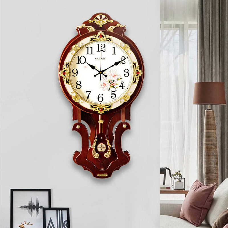 The whole point newspaper hung up the clock living room 2023 new hanging tables home European style muted clock swing quartz clock table hanging wall-Taobao