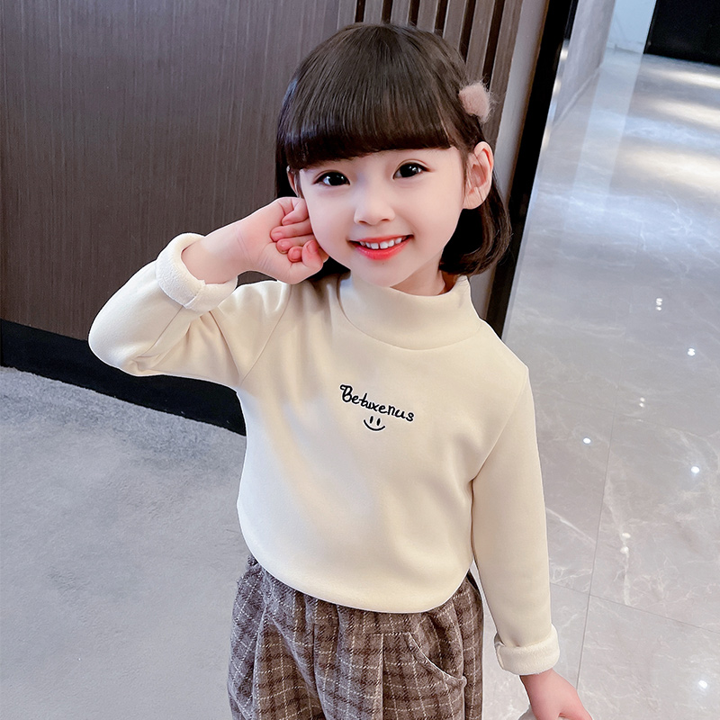 Girl Gush Bottom Jersey Spring Autumn Season 2023 New Baby Half High Neckline Children's Winter Style Autumn Winter Clothing Blouses-Taobao