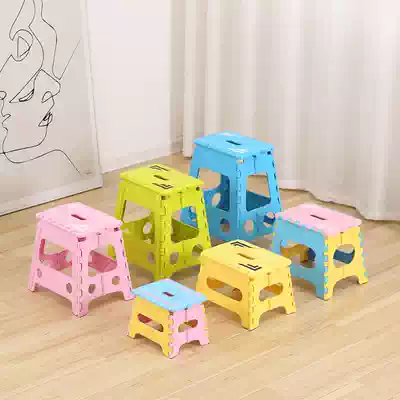 Folding stool Outdoor portable bench Adult household high stool space-saving plastic chair thickened Maza children's stool