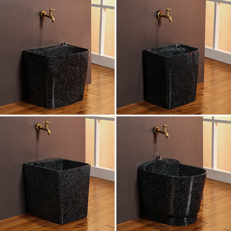 Linjian retro mop pool ceramic black art mop pool balcony floor-to-ceiling large and small household mop pool
