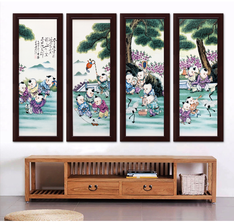 Jingdezhen enamel baby play figure adornment ceramic painting the living room sofa setting wall mural porch corridor teahouse