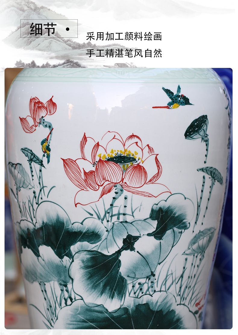 Jingdezhen ceramic vase of large sitting room hand - made of golden pheasant peony porcelain porcelain decoration large hotel furnishing articles