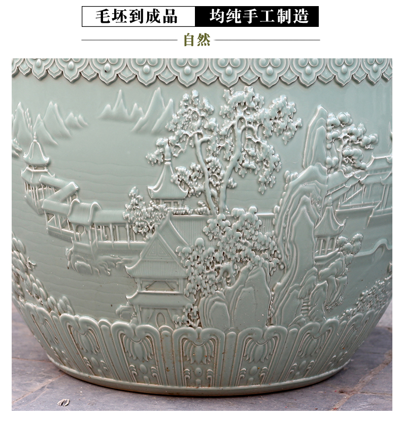 Jingdezhen ceramic aquarium pet gold fish tank water lily basin bowl lotus lotus cylinder cylinder tortoise tank sitting room big furnishing articles