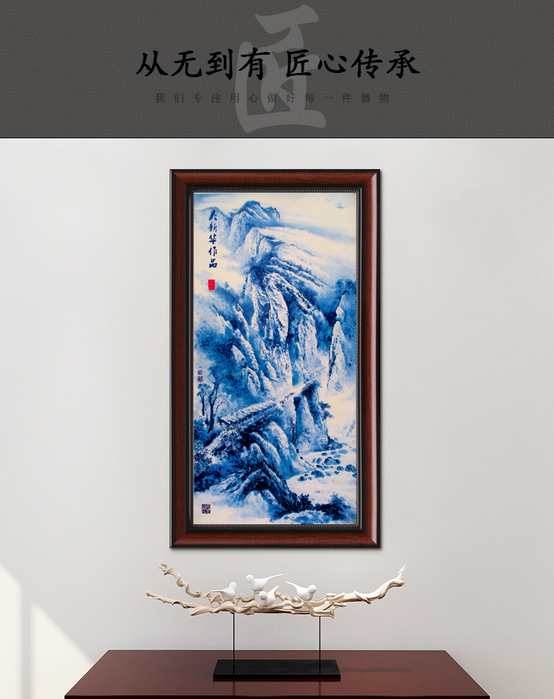 Adornment of jingdezhen blue and white porcelain porcelain plate painting the living room sofa background mural painting in the hotel corridor