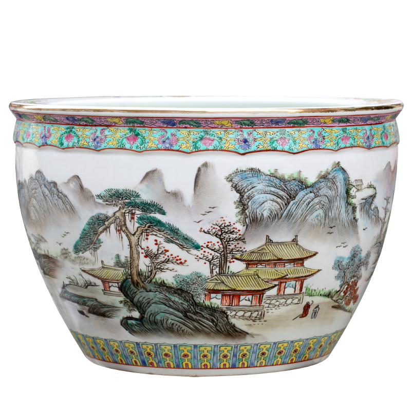Jingdezhen ceramic aquarium hand - made landscape painting large landing place courtyard sitting room adornment calligraphy and painting is received