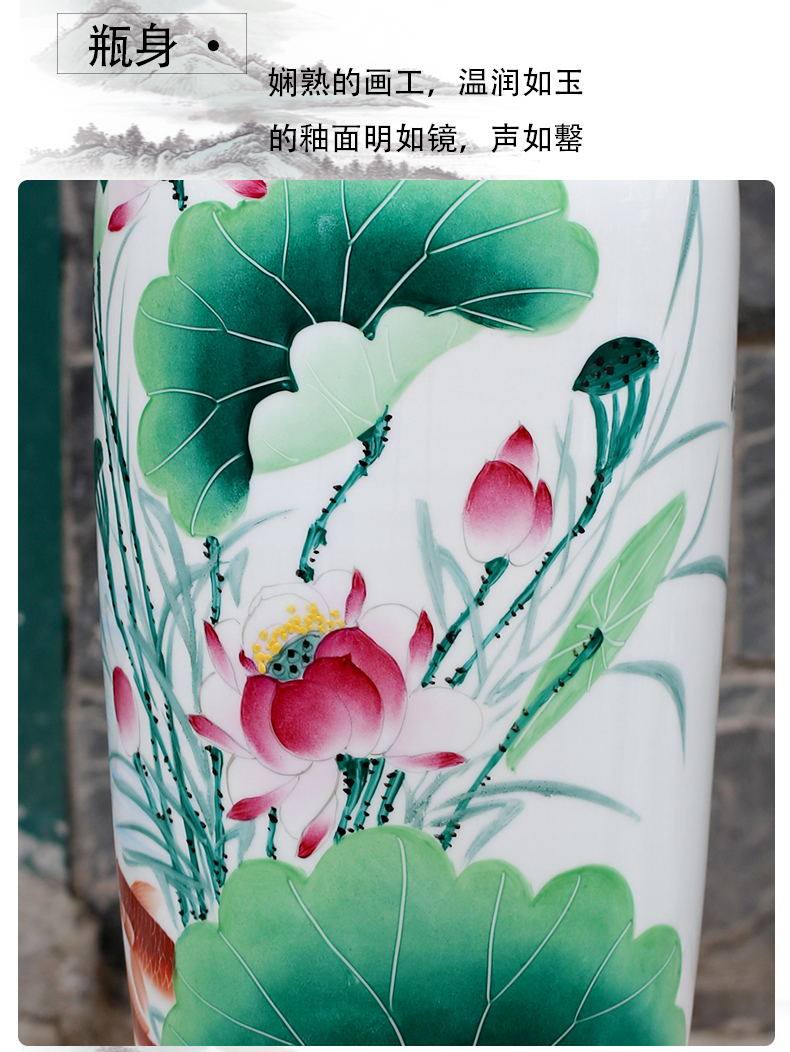 Hand draw name plum blossom put lotus 80 cm high landing big vase of porcelain of jingdezhen ceramics sitting room adornment is placed