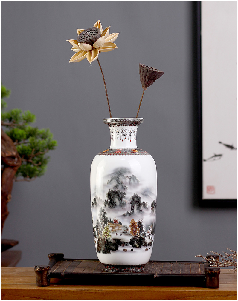 Jingdezhen ceramic floret bottle home sitting room of I and contracted mesa furnishing articles rich ancient frame adornment flowers in the vase