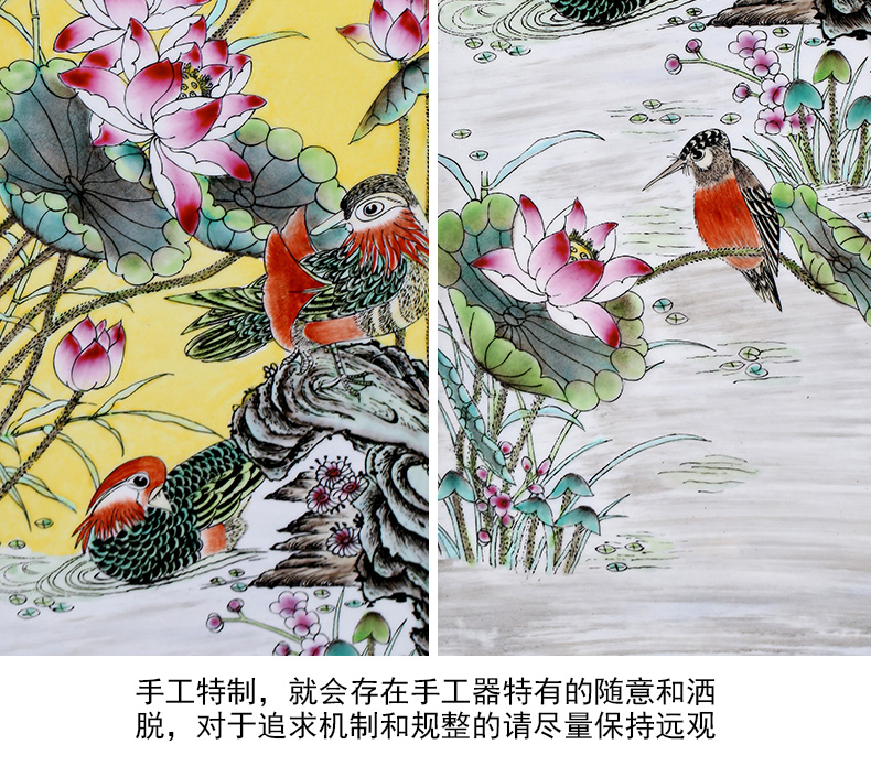 Jingdezhen porcelain plate painting birds and flowers of spring, summer, autumn and winter four screen adornment home sitting room hangs a picture the study opening gifts