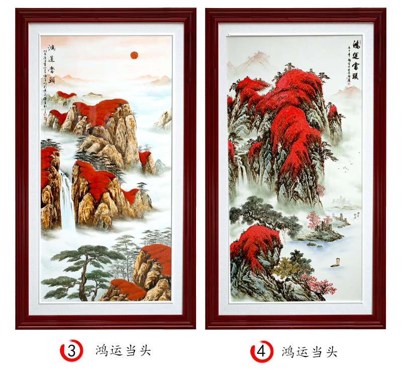 Jingdezhen porcelain plate painting hill high water is long sitting room background wall porch study bedroom adornment household hangs a picture
