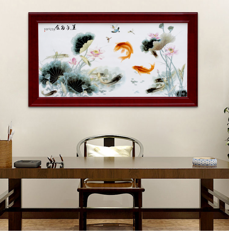 Adornment of I sitting room sofa setting wall murals have box corridor hangs a picture of jingdezhen hand - made famille rose porcelain plate painting