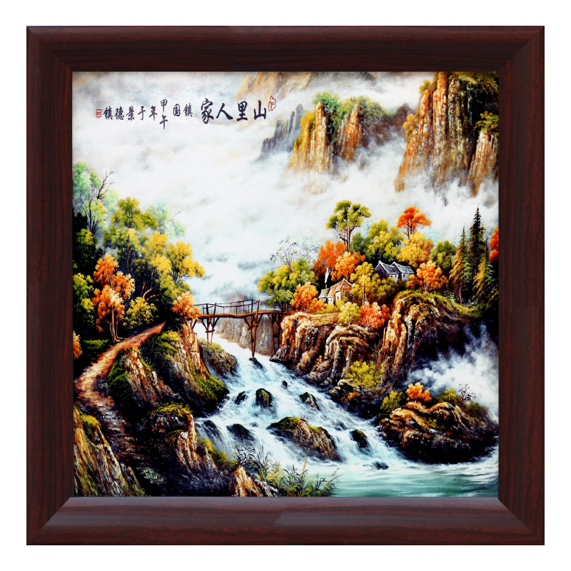 Hang a picture of modern home sitting room adornment jingdezhen ceramic wooden partition painting porch teahouse restaurants housewarming gift