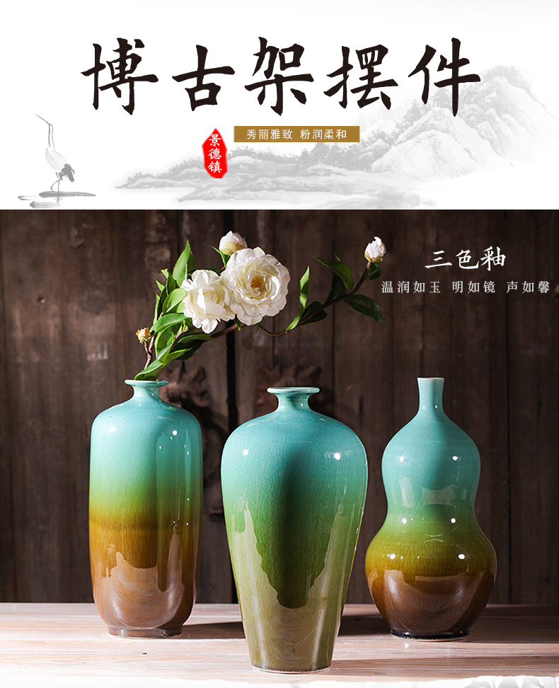 Jingdezhen ceramics, vases, flower arrangement sitting room adornment rich ancient frame TV ark of desk of Chinese style household furnishing articles