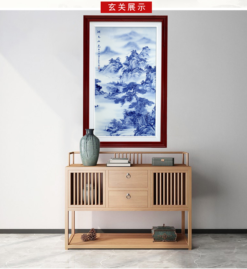 Jingdezhen blue and white porcelain painting landscape painter porcelain plate in the sitting room adornment of modern study background wall to hang a picture